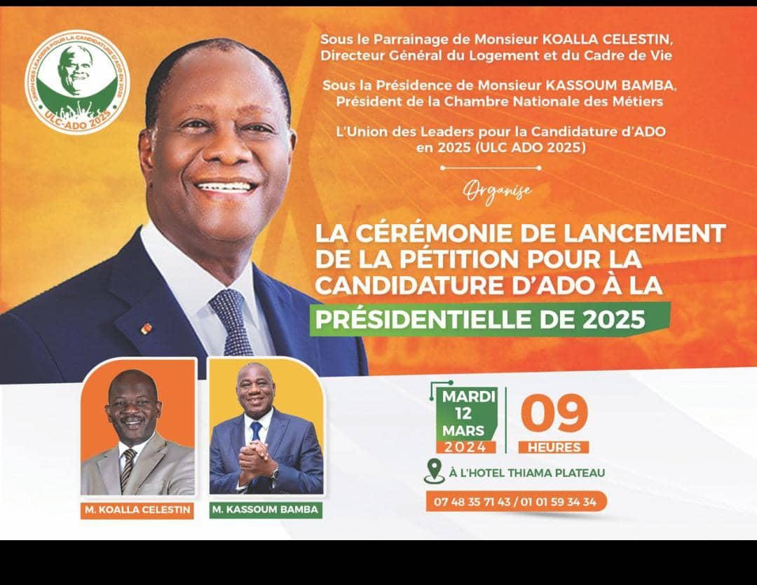 Présidentielle 2025 : une pétition pour la candidature d’Alassane Ouattara